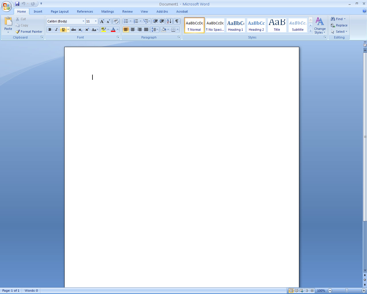 Blank Word Sheet Document